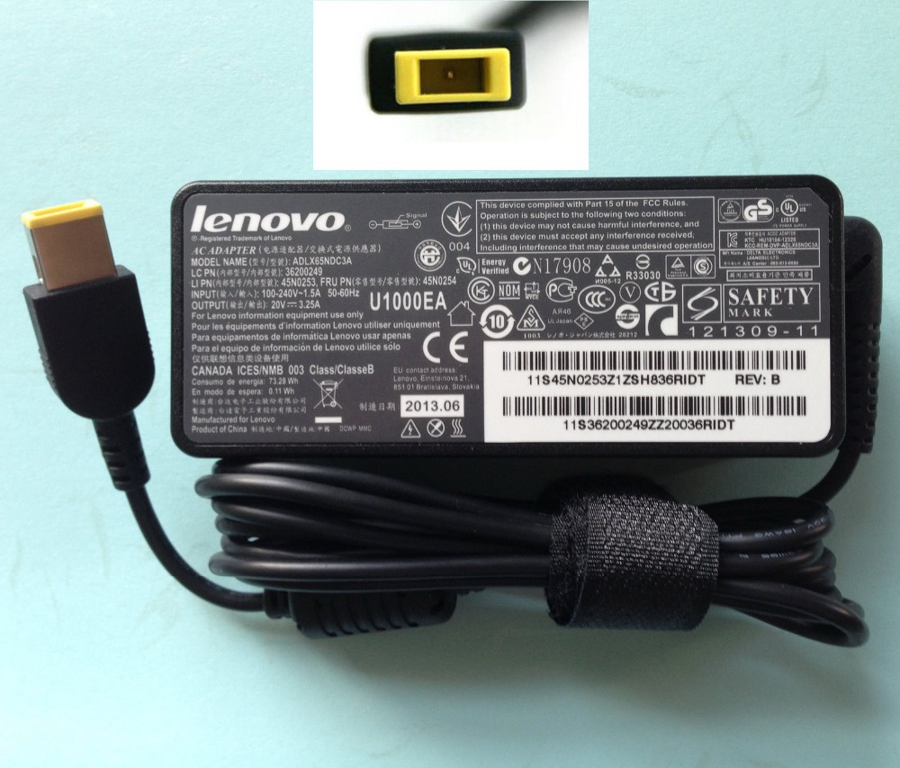 Lenovo Square Pin Laptop Charger 20V 3.25A 65W