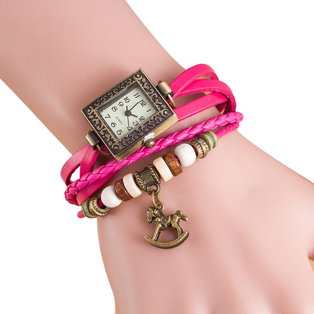 Bracelets Female Quartz Leather Weave Trojans Bracelet Watches