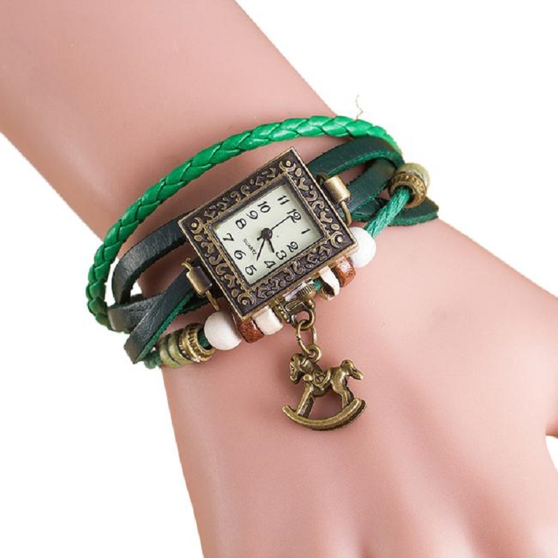 Bracelets Female Quartz Leather Weave Trojans Bracelet Watches