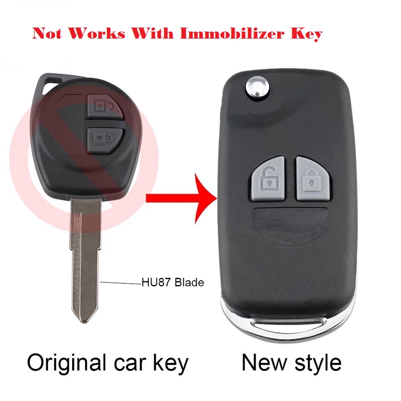 Modified Flip Folding Remote Car Key Case Shell fit for SUZUKI Swift, Alto, Wagnor, New Cultus 2 Button + Button Pad