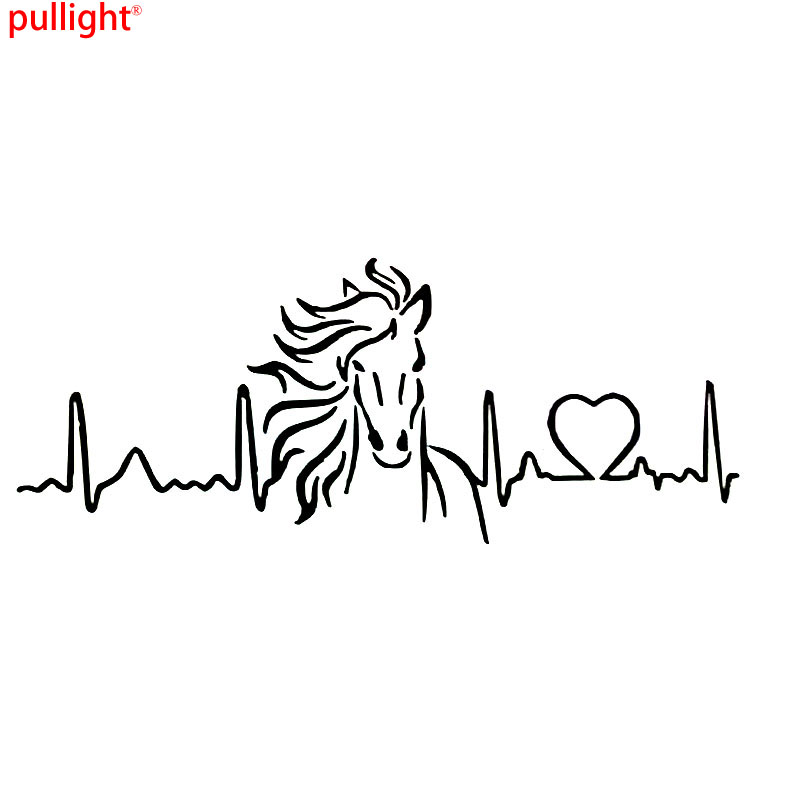 Horse Heartbeat Love Car Sticker Black