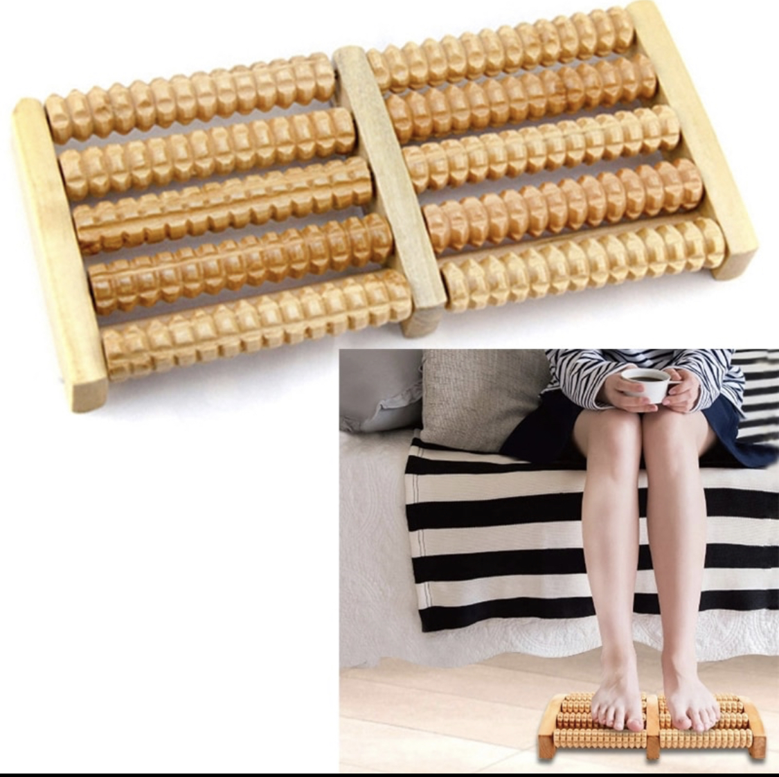 Traditional Wooden Roller Foot Massager