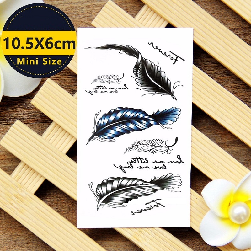 Pack of 3 Text Feather Tattoo Water Proof Tattoo Body Tattoo