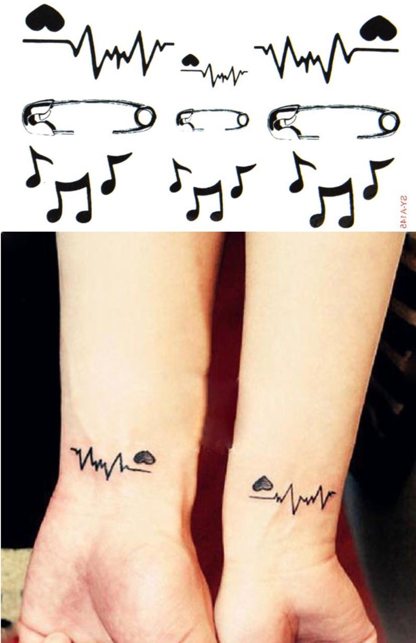 Electro-cardio-gram Heart Music Water Proof Temporary Tattoo Body Tattoo