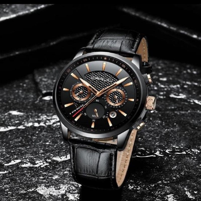 Chronograph Sport Date Leather Band Watche