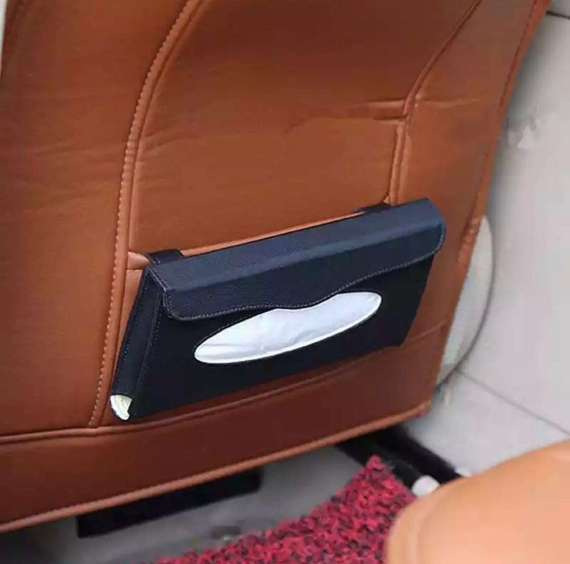 Car Tissue Box Visor Type PU Leather Car Tissue Box Napkin Holder Car Tissue Holder Car Seat Box Black