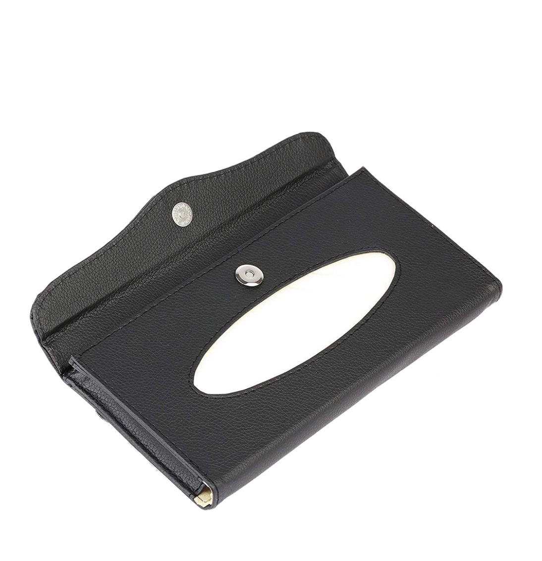 Car Tissue Box Visor Type PU Leather Car Tissue Box Napkin Holder Car Tissue Holder Car Seat Box Black