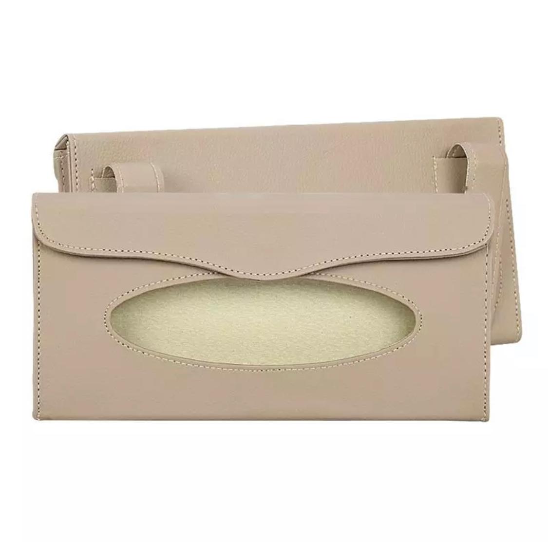 Car Tissue Box Visor Type PU Leather Car Tissue Box Napkin Holder Car Tissue Holder Car Seat Box Beige