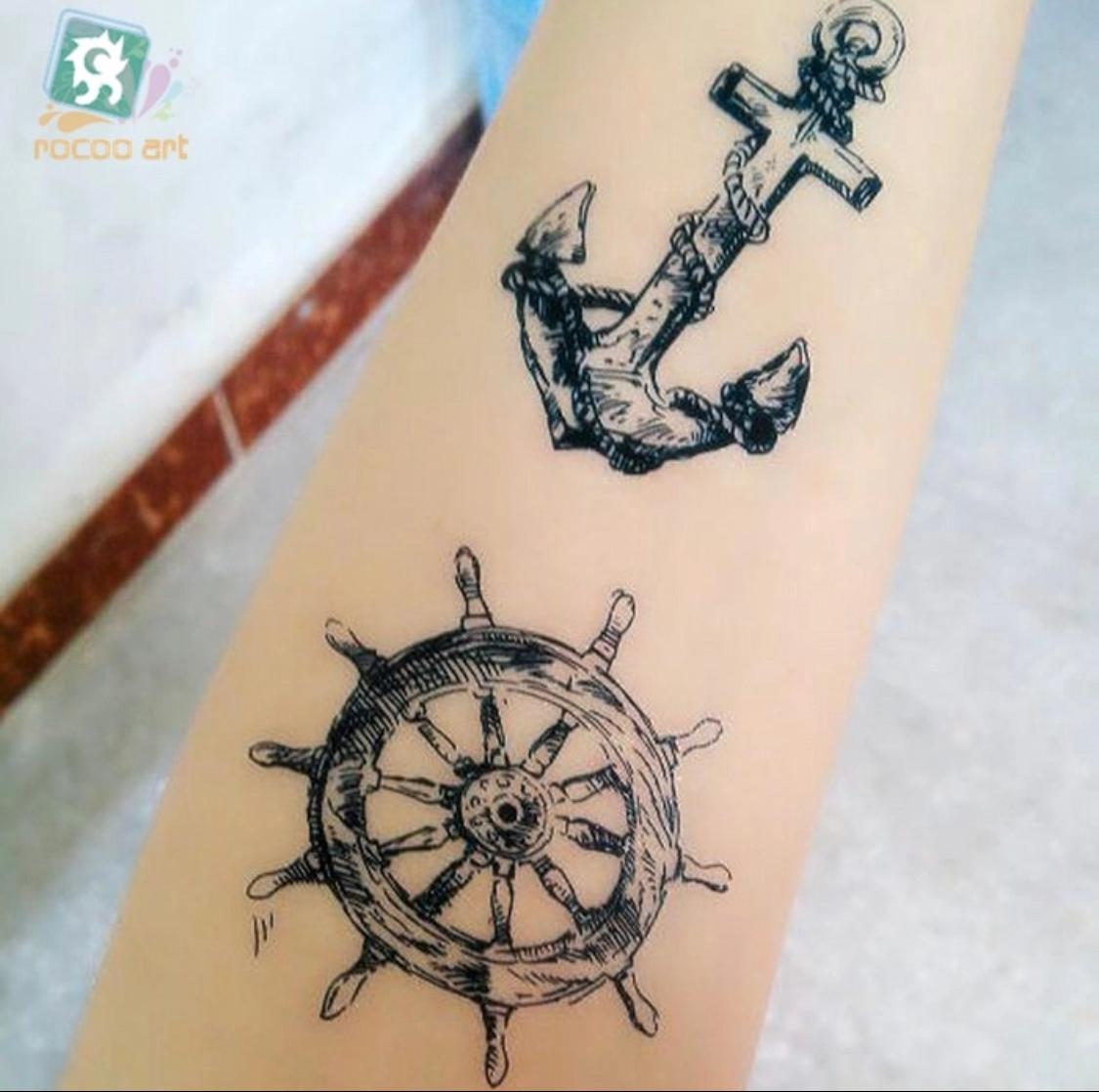 Anchor Rudder Design Flash Tattoo Body Art Temporary Tattoo Sticker Water Proof Tattoo Body Tattoo