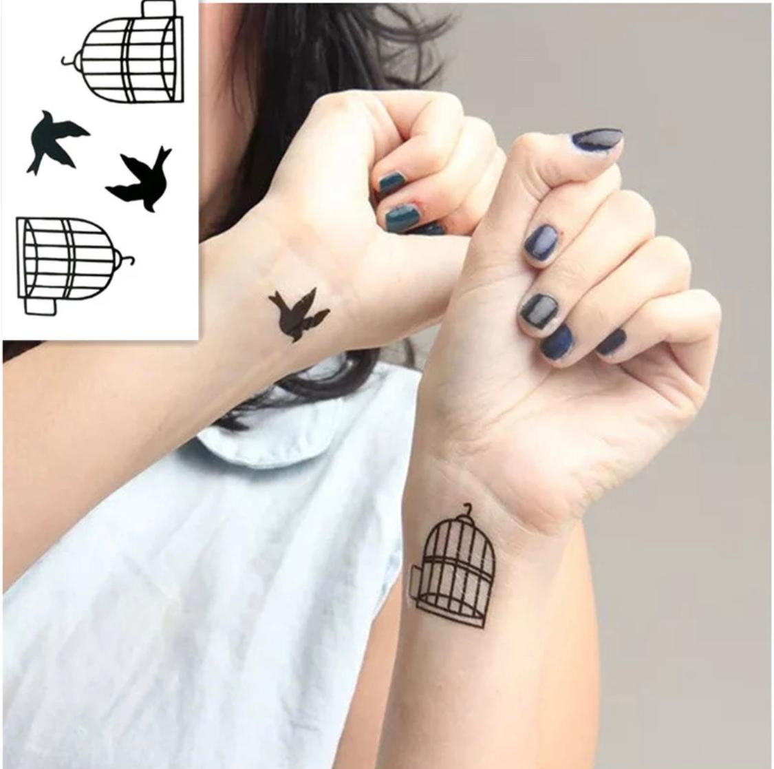 Classic Black Bird Cage Temporary Tattoo Hand Body Waterproof Temporary Tattoo Body Tattoo