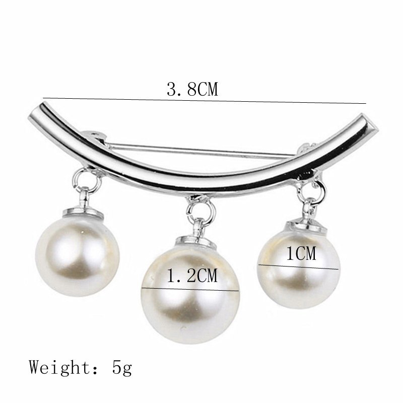 Creative Anti Slip Pin fashion Simple Pearl Brooch for women Silver