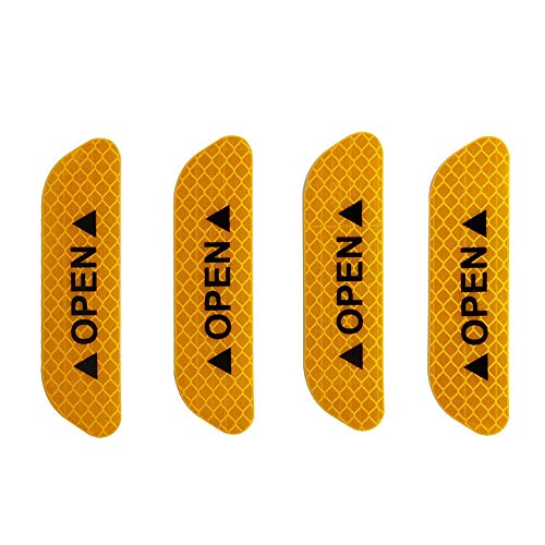 4PCS Super Car Door Open Sticker Reflective Tape Safety Warning Yellow