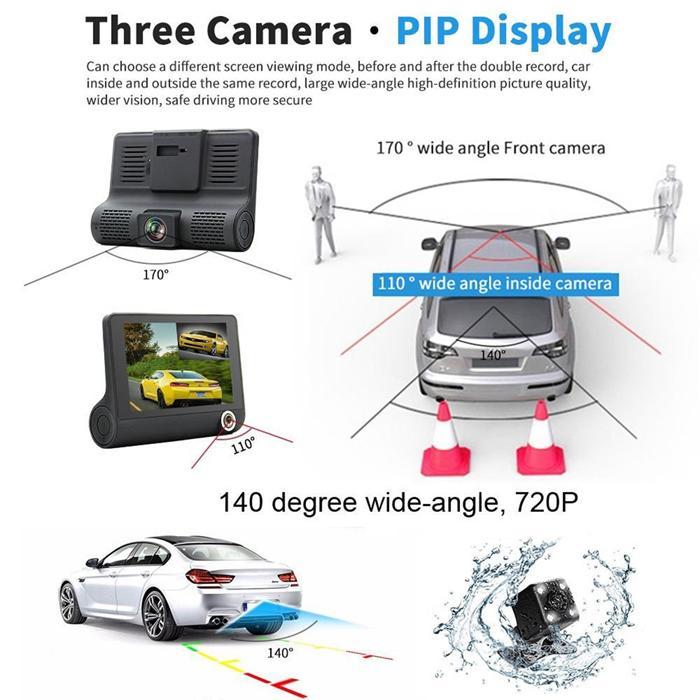 Wdr Dashcam 3 Camera Lens Video Car Dvr Full Hd 1080p