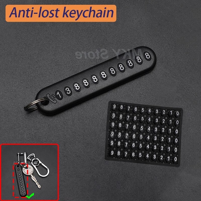 Anti-lost Phone Number Plate Car Keychain Car Interior Decoration