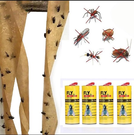 4 Rolls/Pack Sticky Fly Paper Eliminate Flies Insect Bug Glue Paper Catcher