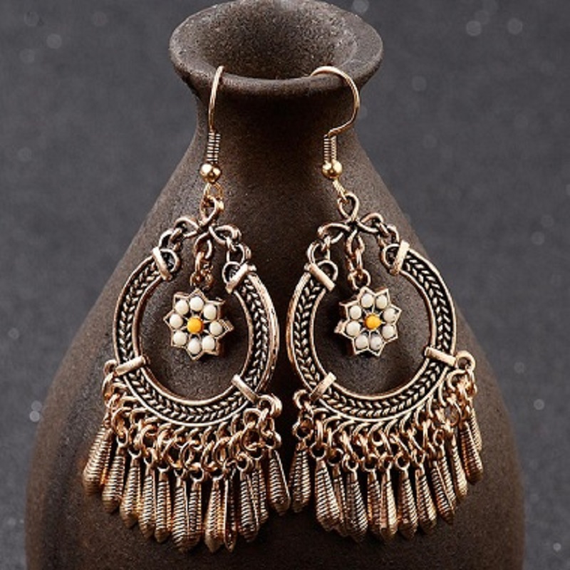 Vintage Ethnic Tassel Hanging Dangle Drop Earrings
