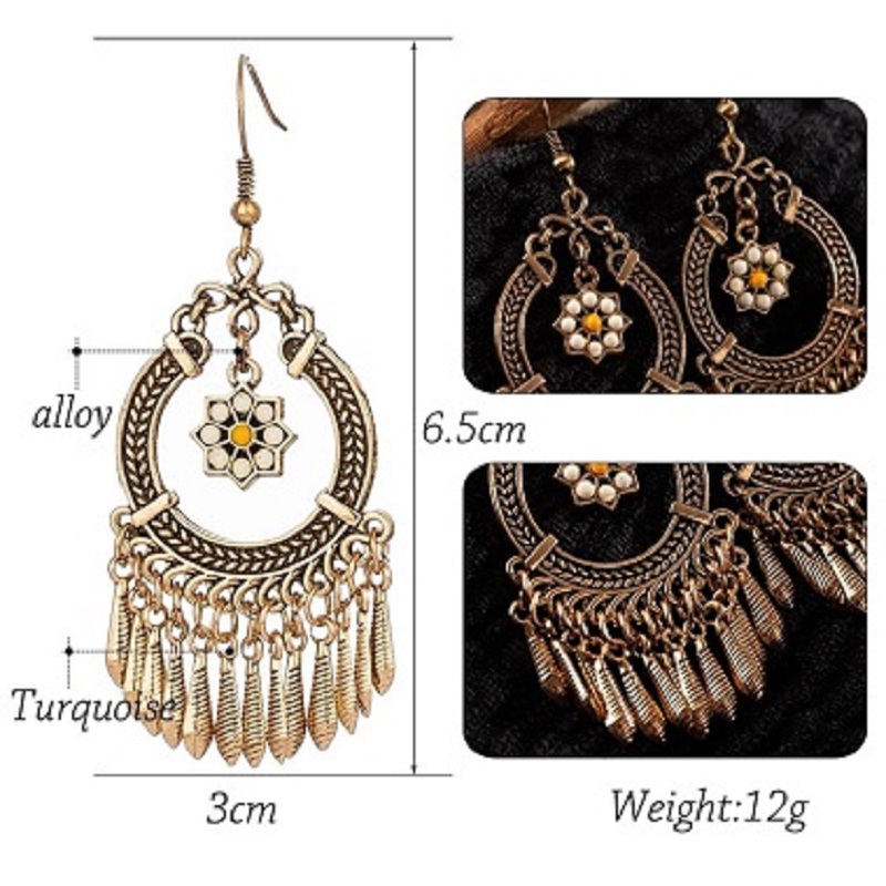 Vintage Ethnic Tassel Hanging Dangle Drop Earrings