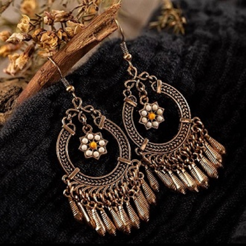 Vintage Ethnic Tassel Hanging Dangle Drop Earrings