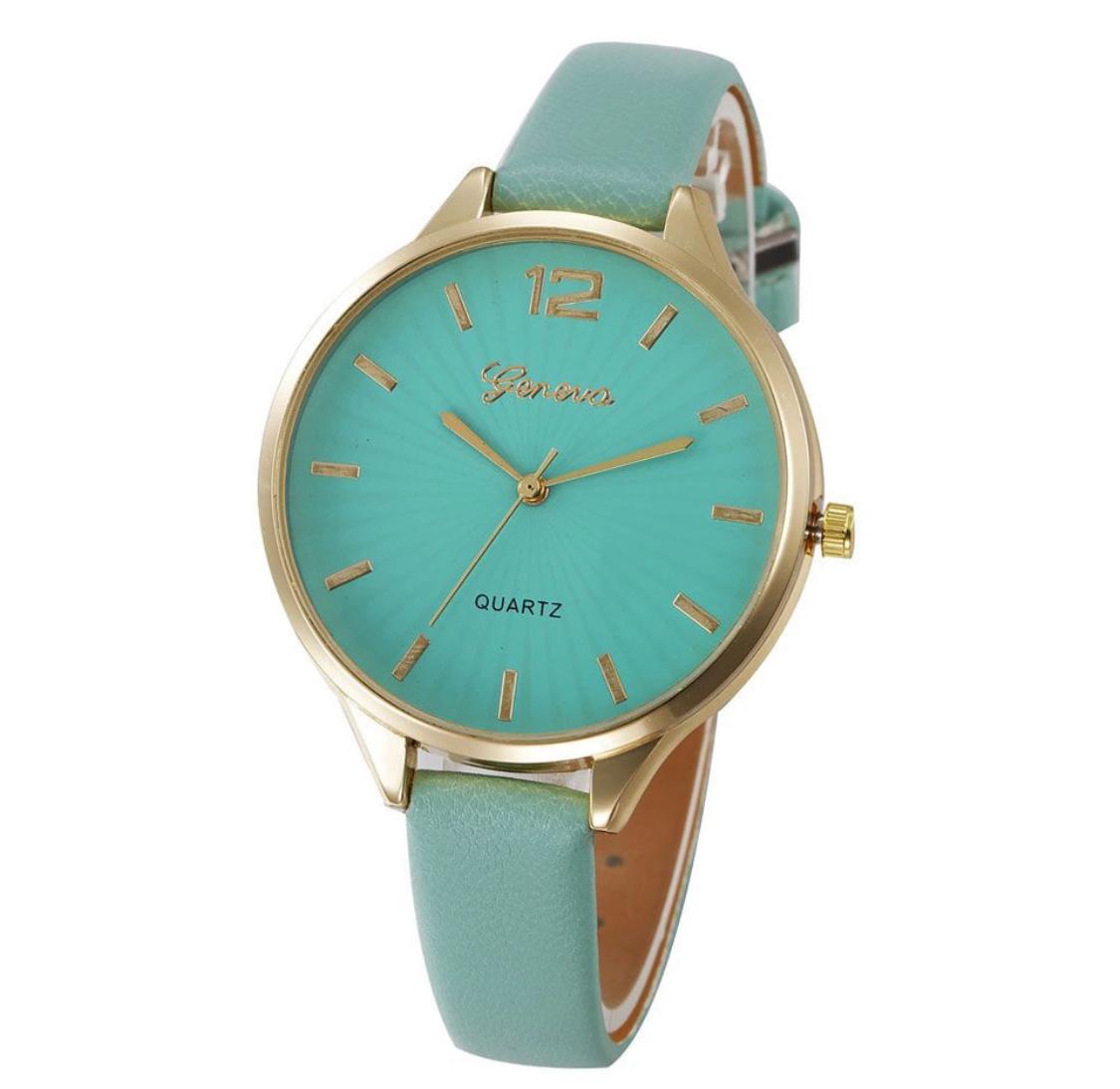 Relogio Feminino Women Casual Checkers Faux Leather Quartz Analog Wrist Watch
