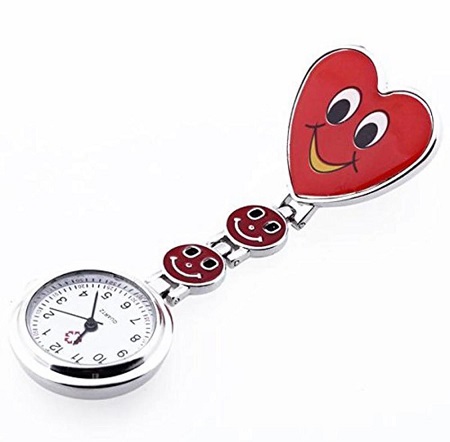 Splendid Red Heart Shape Quartz Movement Fob Tunic Pocket Watch