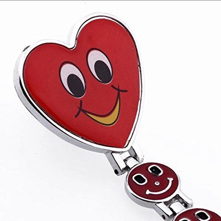 Splendid Red Heart Shape Quartz Movement Fob Tunic Pocket Watch