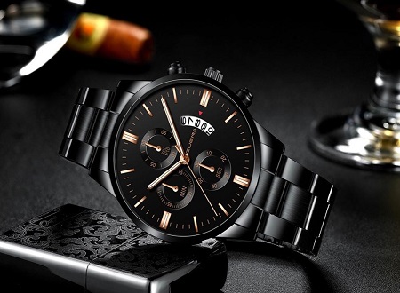 Relogio Masculino Men Fashion Military Stainless Steel Analog Quartz Wrist Watch 