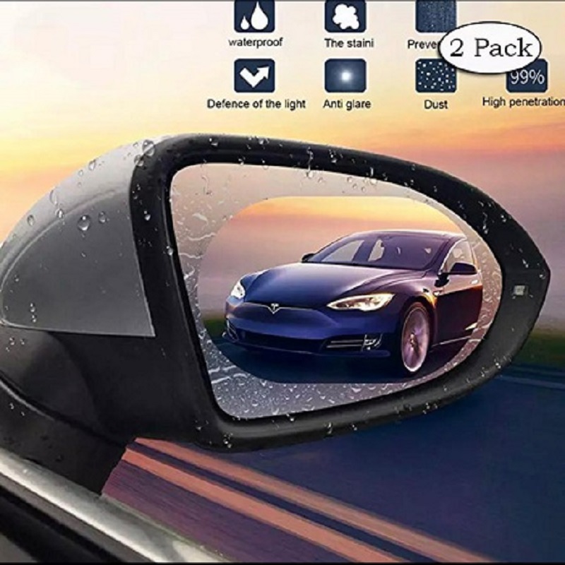 2 Pack Oval Car Rearview Mirror Protective Film Waterproof Rainproof Clear Protective Film