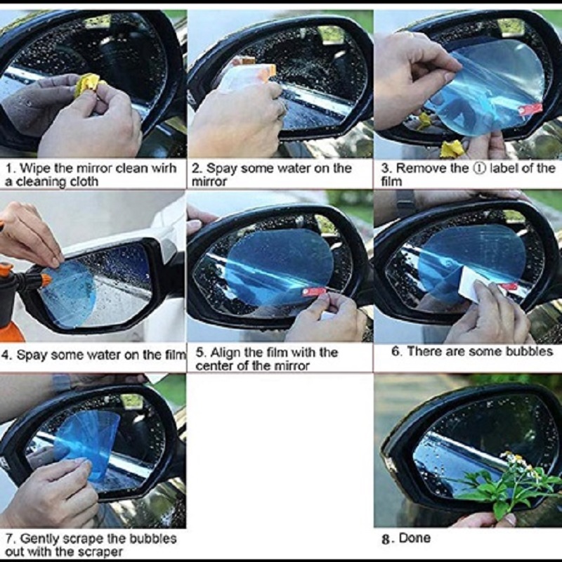 2 Pack Oval Car Rearview Mirror Protective Film Waterproof Rainproof Clear Protective Film