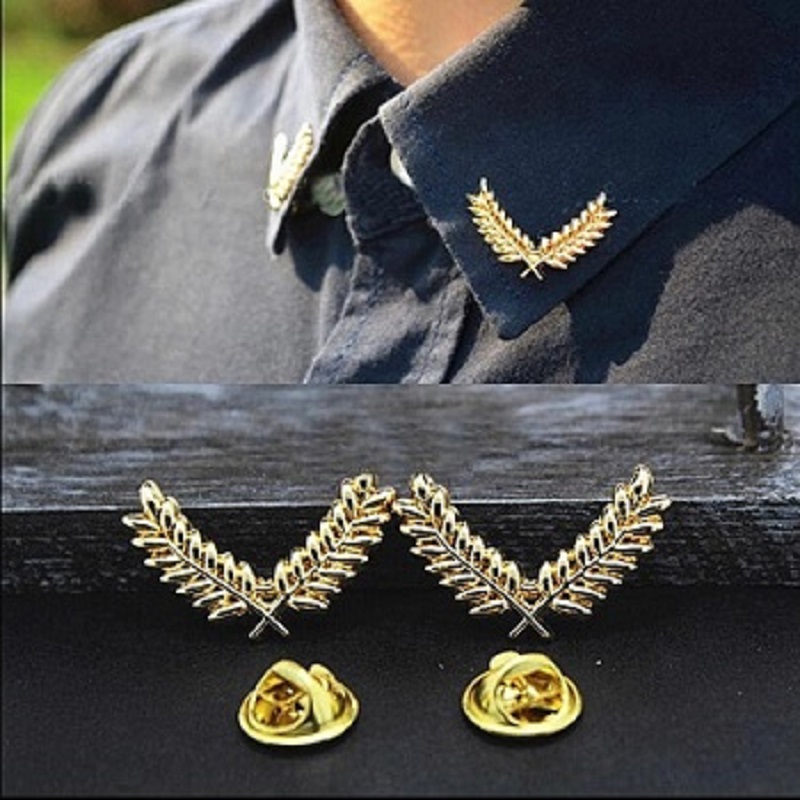 Three-dimensional Wheat Shirt Collar Brooch Pins For Men 