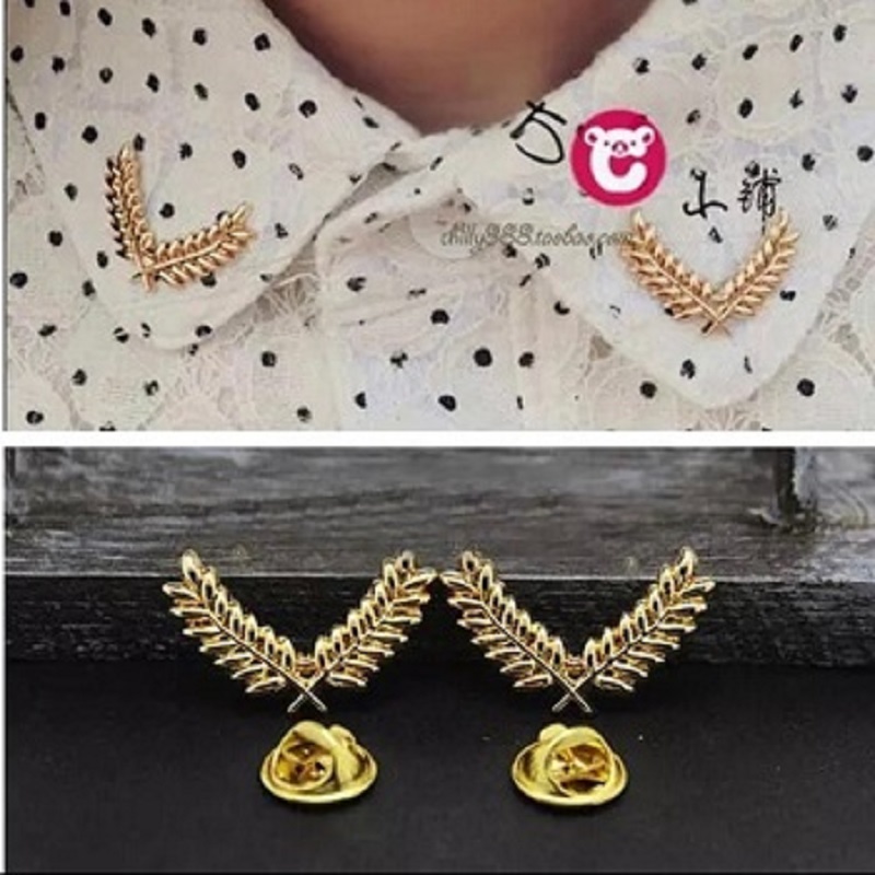 Three-dimensional Wheat Shirt Collar Brooch Pins For Men 