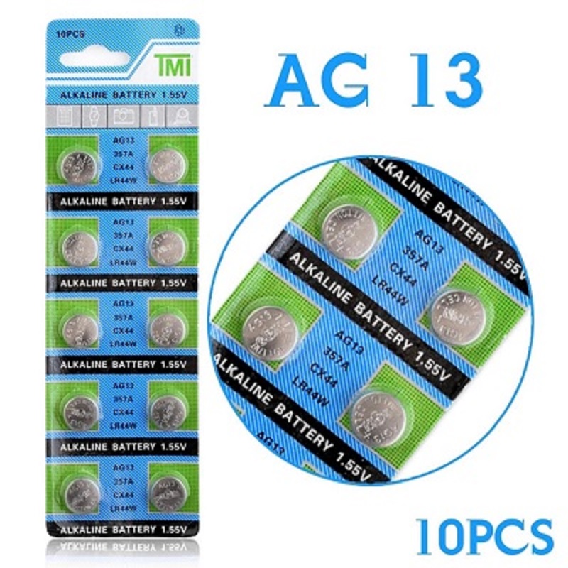 10 Pcs Alkaline Coin Button Cell Battery 1.55V AG13 LR44 357A S76E G13