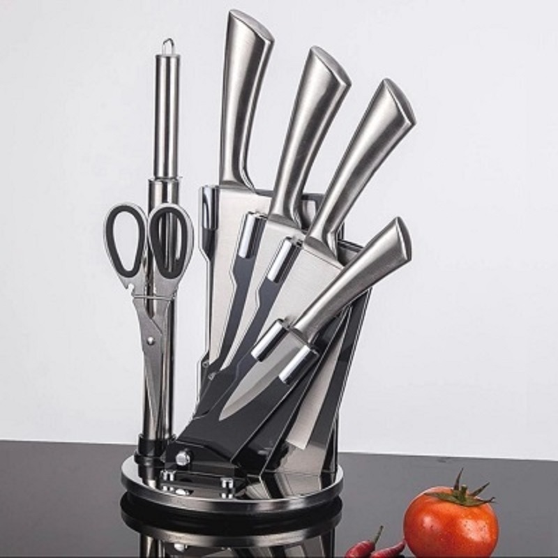 7 Pieces Knife Tool Sets Kitchen Stainless Steel Rotating Seat Chef Knives Scissors