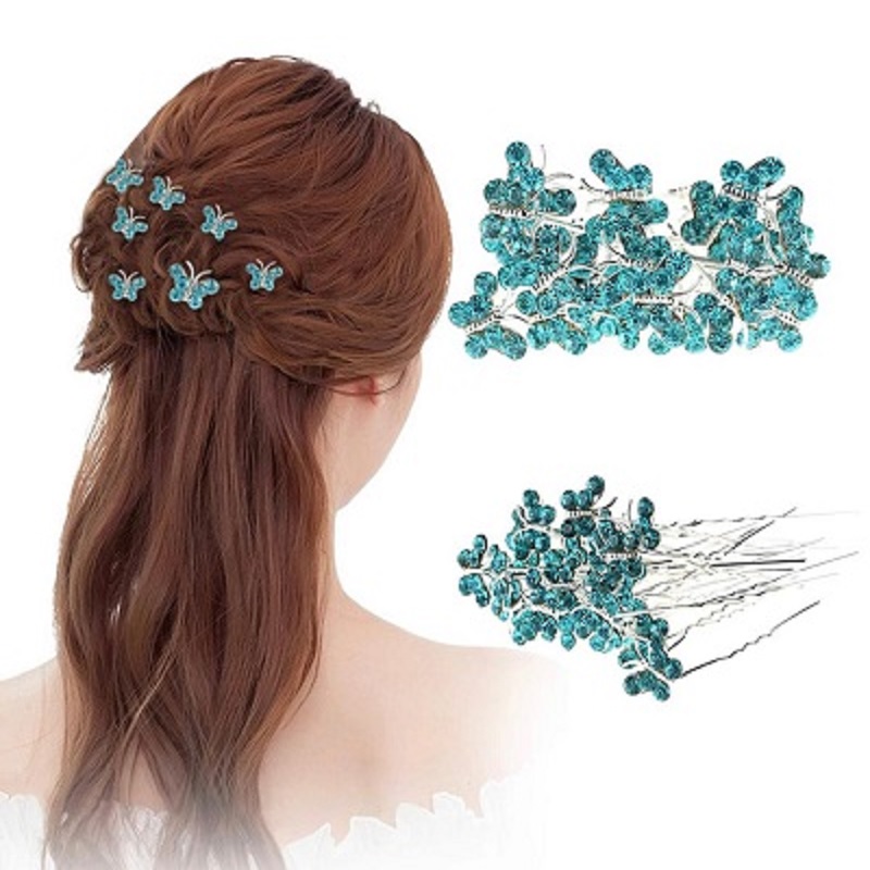 20 pcs Crystal Rhinestone Trinket Butterfly Hair Pin Clips Women