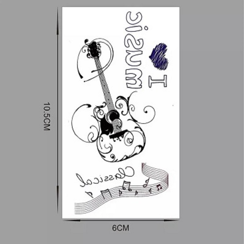 Temporary Tattoo Sticker New Style Guitar and Notes Water Proof Tattoo Body Tattoo