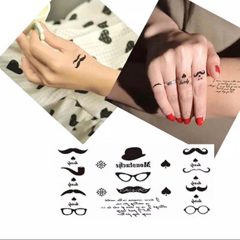 Original Waterproof Gentleman Hat Cute Beard Glasses Tattoo Temporary Tattoo Water Proof Tattoo Body Tattoo 