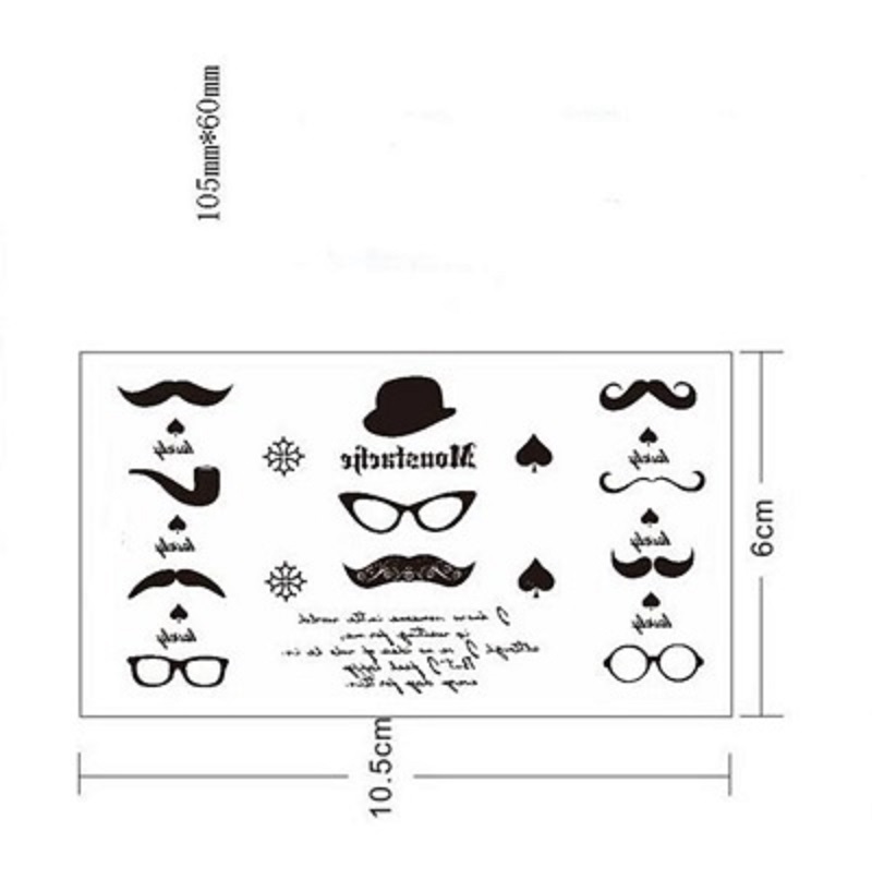 Original Waterproof Gentleman Hat Cute Beard Glasses Tattoo Temporary Tattoo Water Proof Tattoo Body Tattoo 