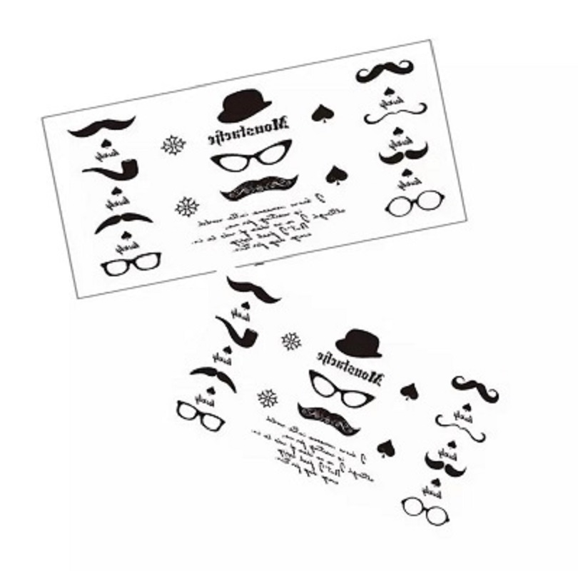 Original Waterproof Gentleman Hat Cute Beard Glasses Tattoo Temporary Tattoo Water Proof Tattoo Body Tattoo 