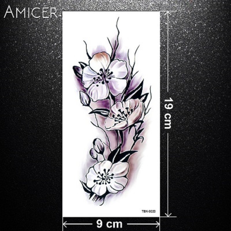 Romantic Dark Rose Flowers Waterproof Temporary Tattoos Body Tattoo