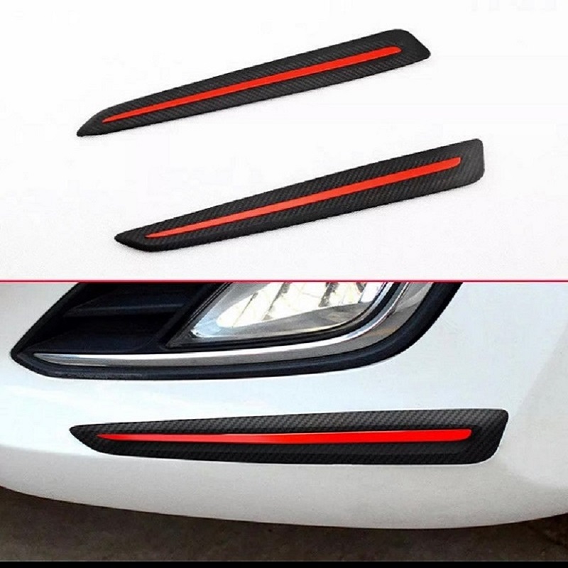 2Pcs Car Universal Front Rear Carbon Fiber Bumper Air Guard