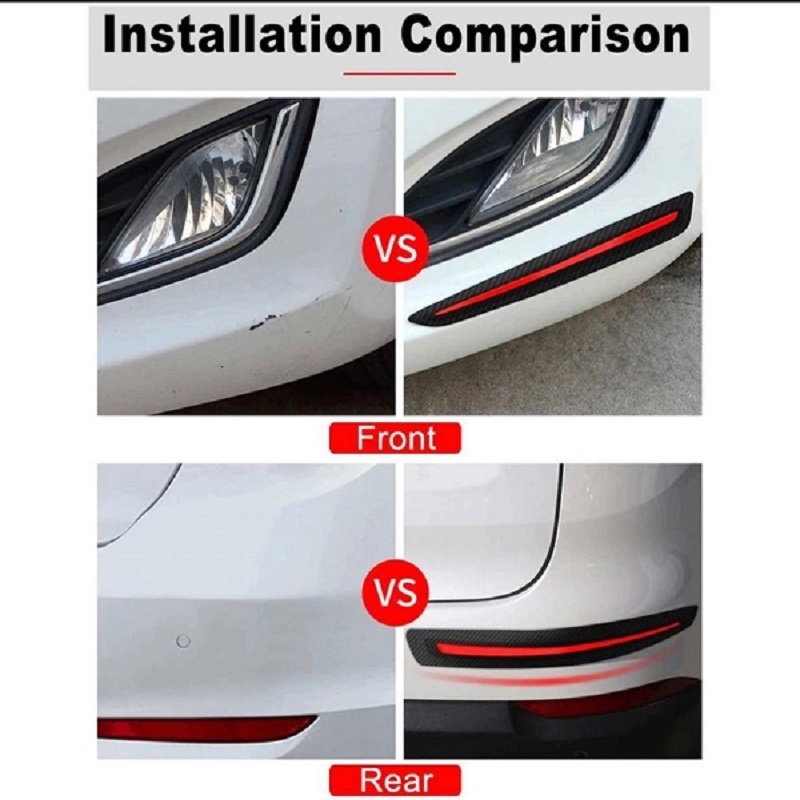 2Pcs Car Universal Front Rear Carbon Fiber Bumper Air Guard