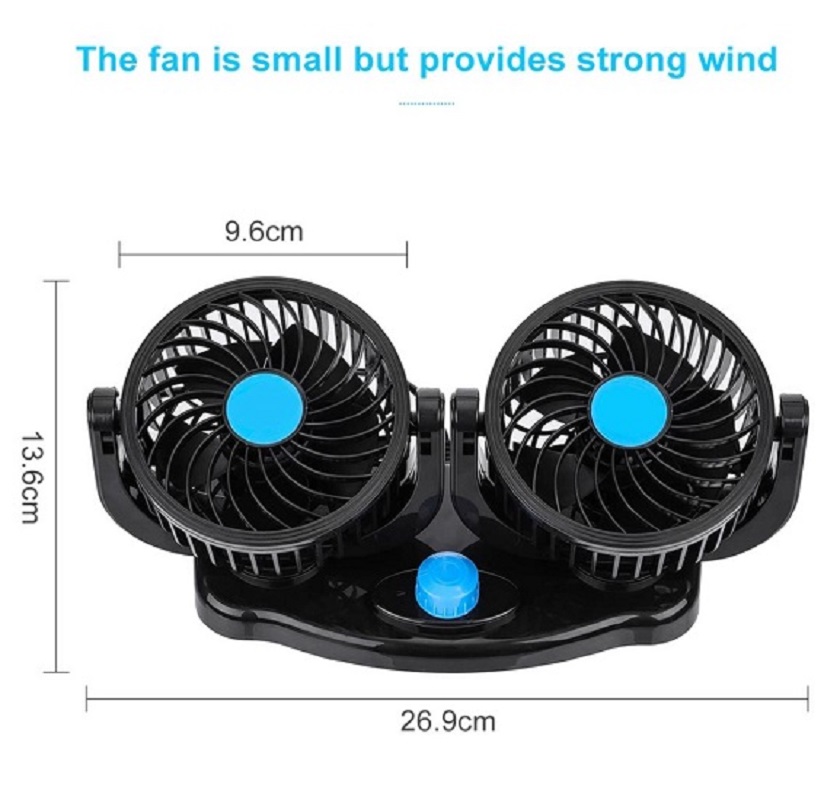12V 360 Degree Adjustable Car Auto Air Dual Head Fan