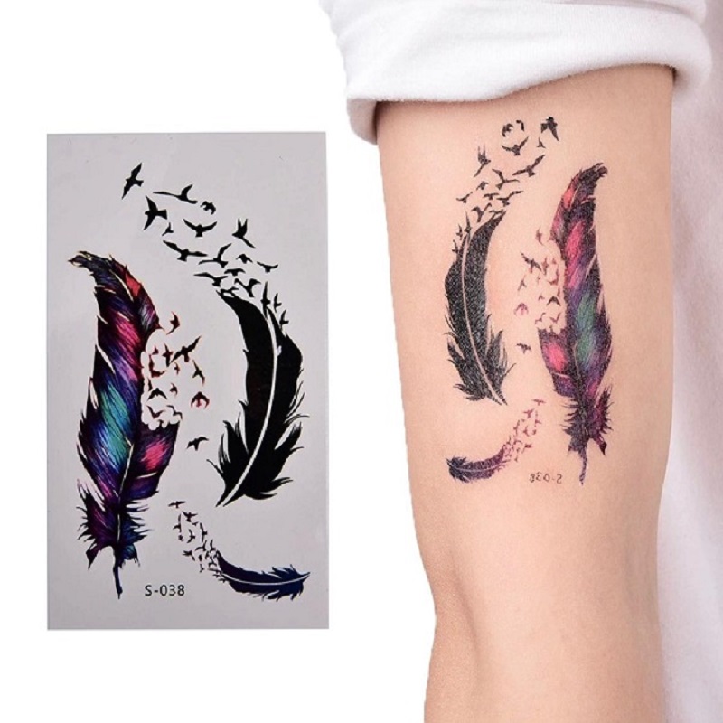 Small Goose Feather Color Transient Tattoos DIY Body Artwork Water Proof Tattoo Body Tattoo
