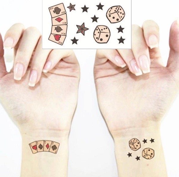  Classical Poker Pattern Temporary Tattoo Stickers Body Art Water Proof Tattoo Body Tattoo