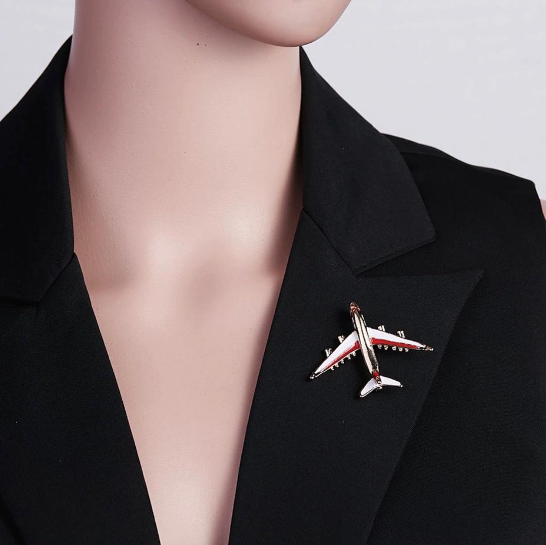 Cute Little Gold Color Aircraft Suit Brooch