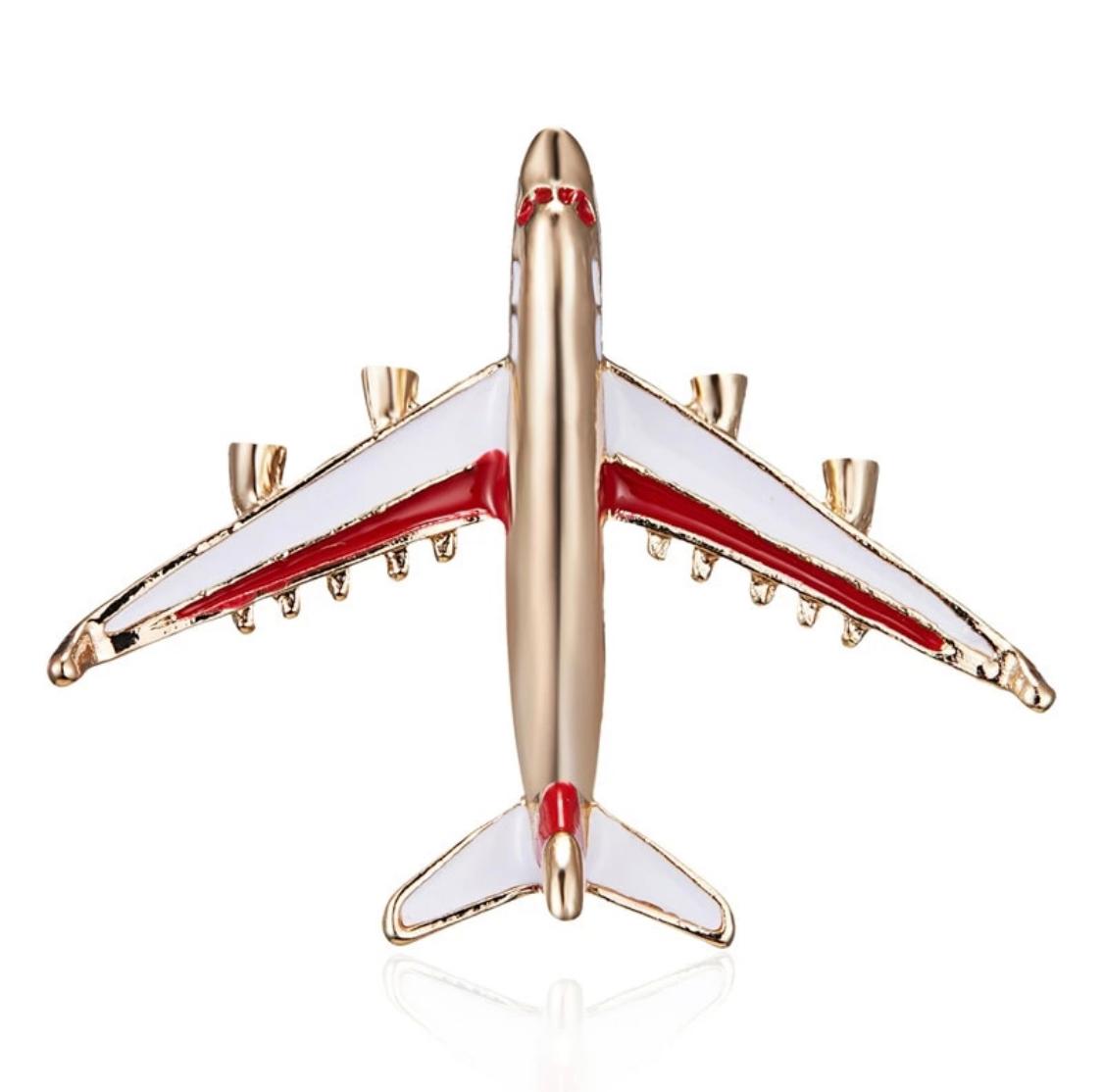 Cute Little Gold Color Aircraft Suit Brooch