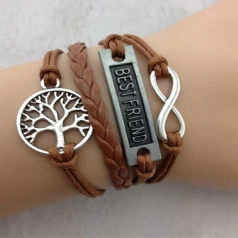 1 pc Best Friendship Infinity Wish Tree Leather Bracelet