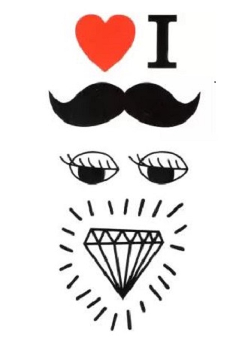 I Love Mustache Temp Body Temporary Tattoo Water Proof Tattoo Body Tattoo