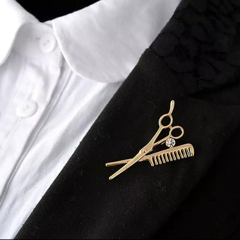 New Fashion Add-Ons Barber Scissors Brooch 