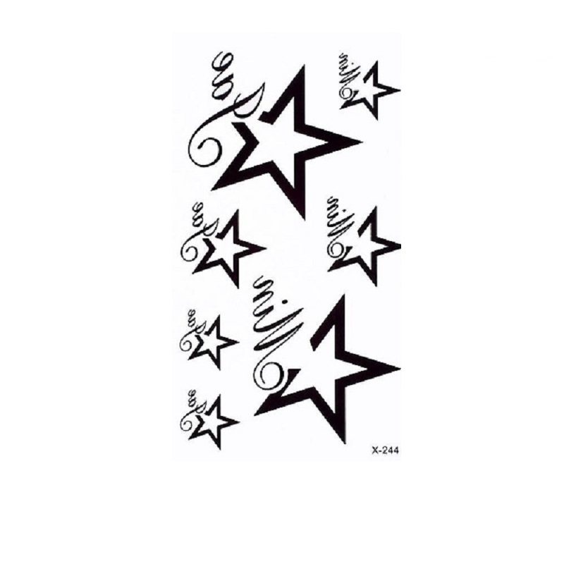 Star Design Love Alphabet Body Temporary Tattoo 