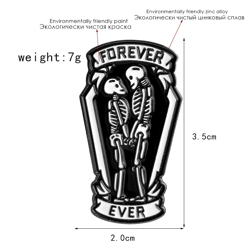  Black Coffin With Skeleton Couple Stylish Brooch